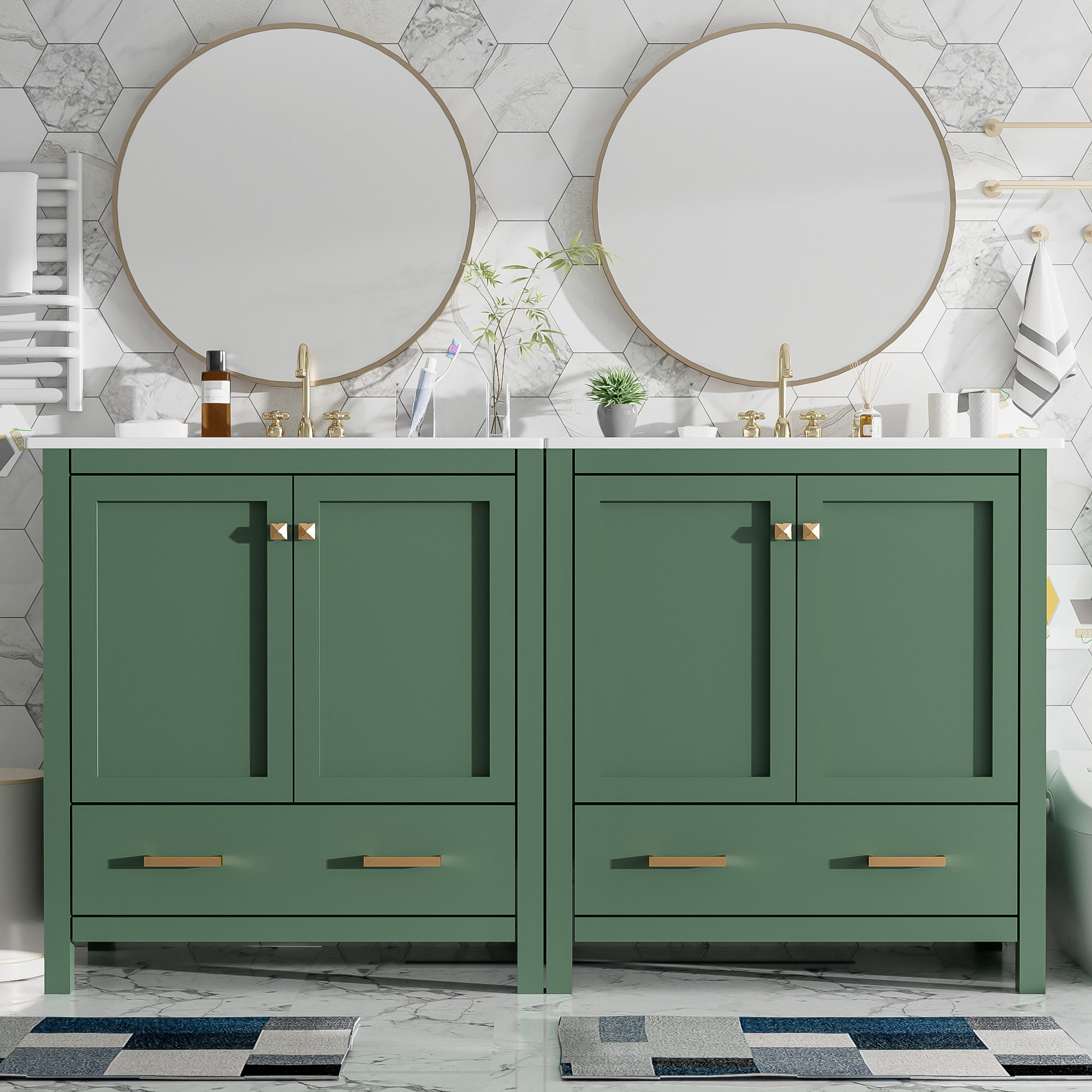 AiYchen 60" Bathroom Vanity Set with Double Vanities (Separate), Double ...